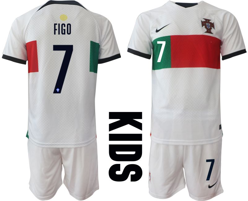 Cheap Youth 2022 World Cup National Team Portugal away white 7 Soccer Jersey